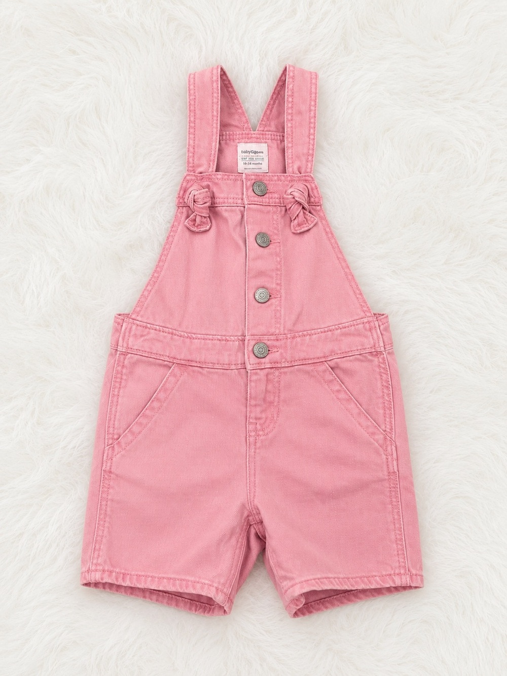 Baby Gap Pink Denim Shortall Overalls Knotted Straps 18-24 Months